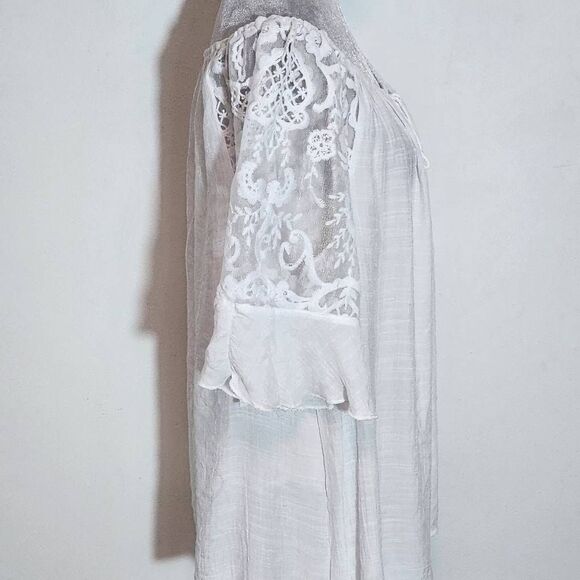 Unique Spectrum White Sheer Blouse with Lace Sleeves NWT Size 1X White Top - Picture 5 of 10